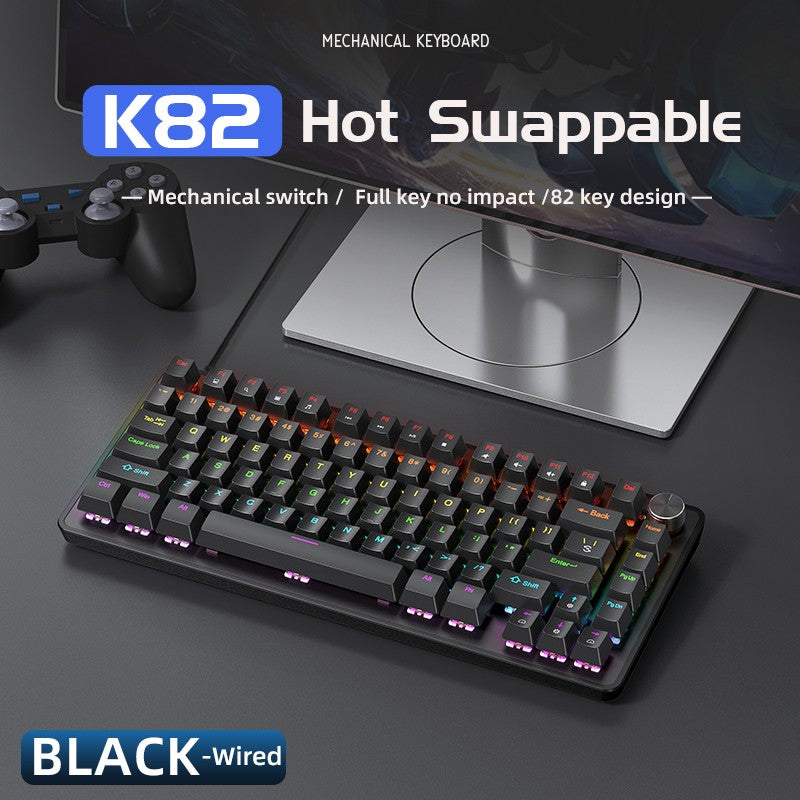 Teclado Mecânico com Fio 75% com Botão de Mídia, Teclado Gamer Preto APAYADO, Hot-Swap, Retroiluminação de Caractere Transparente com Teclas ABS