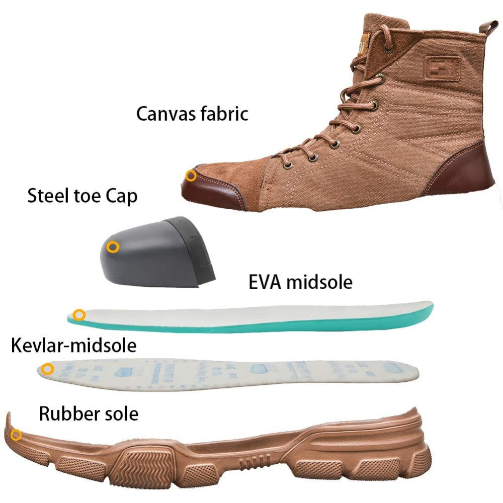 SUADEX Botas Masculinas de Bico de Aço Botas de Trabalho Indestrutíveis Sapatos de Trabalho Botas de Segurança para Deserto Calçados de Segurança 36-48