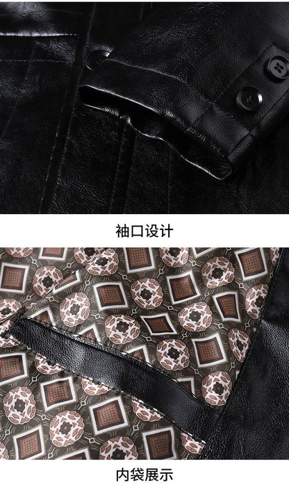 2025 Men's Soft PU Leather Jackets Business Office Coats Breathable Solid Male Faux Leather Jackets Warm Outerwear Plus Size 7XL
