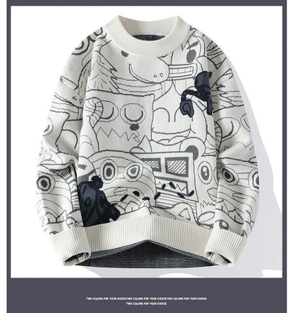 Autumn and Winter High School Students' Trendy Versatile Thick Bottom Sweater Knitted with Velvet Warm Fashion Men's Sweater