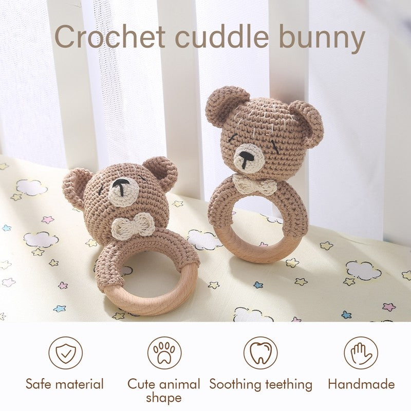 Brinquedos de Crochê para Bebês Chocalho de Animal Desenho Animado Chocalhos Musicais para Bebês Chocalho de Dentista Kawaii Brinquedo de Bebê 0-12 Meses Brinquedos Montessori