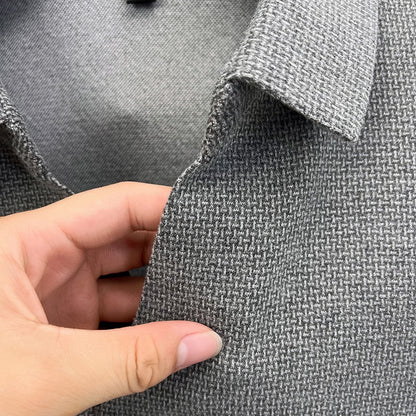 High end brand men's long sleeve V-neck polo shirt autumn fashion new striped embroidery design boutique golf top casual T-shirt