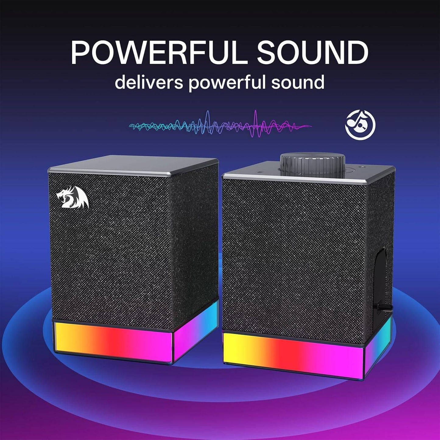 Redragon GS517 RGB Computer Speaker - 2.0 Stereo Sound System with BT & USB Dual Connectivity, 8 RGB Lighting Effects