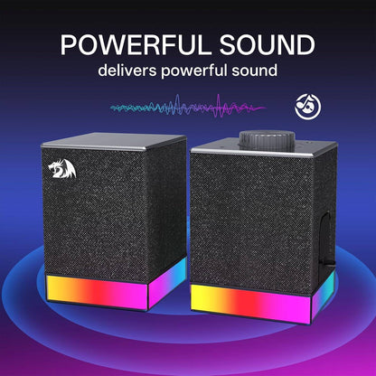 Redragon GS517 RGB Computer Speaker - 2.0 Stereo Sound System with BT & USB Dual Connectivity, 8 RGB Lighting Effects