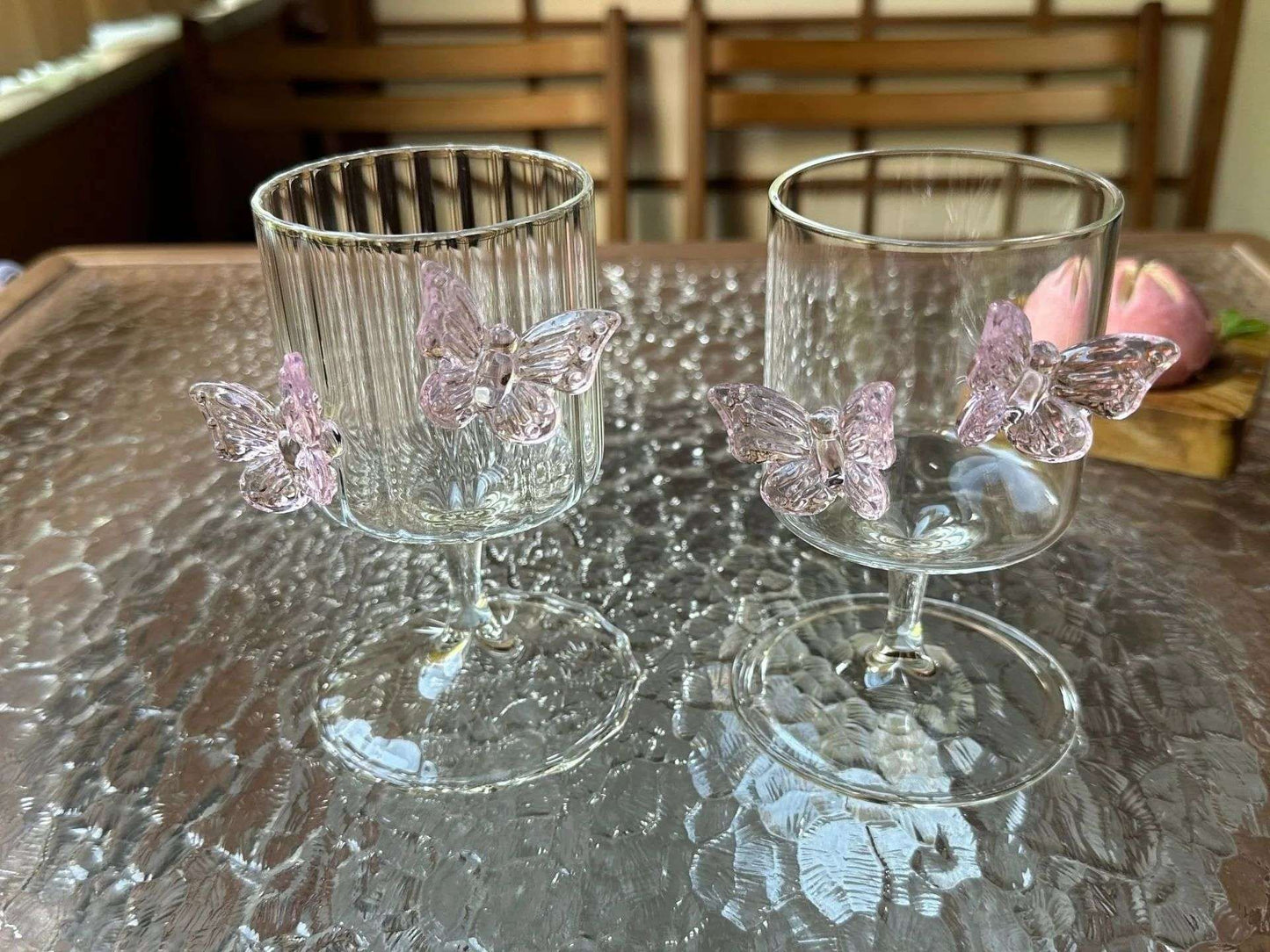 Copo de Vidro de Pé Alto Original Taça de Vinho Borboleta de Instagram Copos de Champanhe Copos Estéticos de Coquetel Presentes de Natal