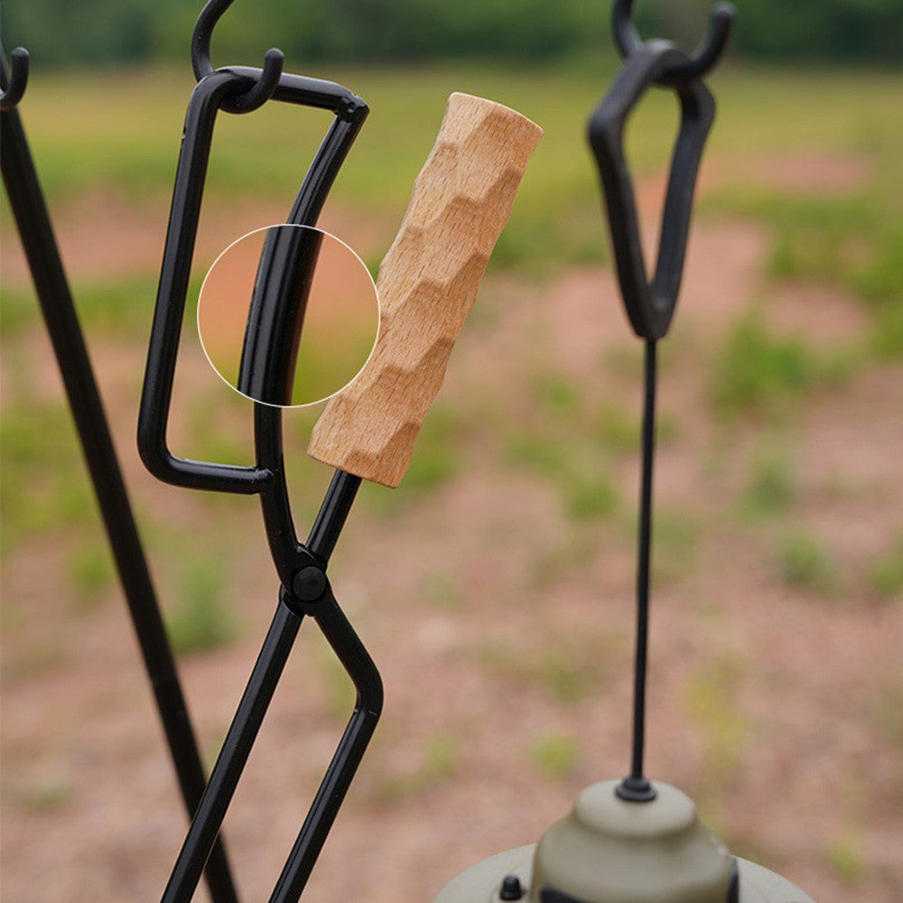 Fire Tong Charcoal Clip Metal Wooden Barbecue FireTongs Heat-resistant Carbon Picking Clip Outdoor Picnic Fireplace Clamp