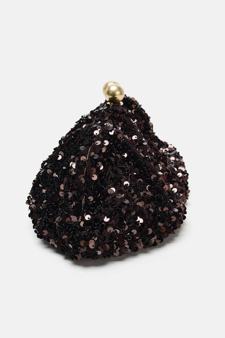 SEQUIN CLUTCH, New Luxury Designer Handbag for Ladies Elegant, Spacious Clip bag with Chains, Women's Fashion Shoulder Bag