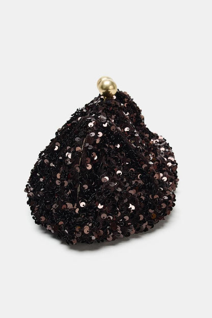 SEQUIN CLUTCH, New Luxury Designer Handbag for Ladies Elegant, Spacious Clip bag with Chains, Women's Fashion Shoulder Bag