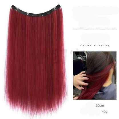 Extensões de Cabelo Sintético em V de uma Peça com 4 Clips Cabelo Liso Longo Peruca Cor 50CM Cabelo Falso Natural
