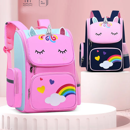 Mochila Infantil para Meninas Unicórnio Bolsa Escolar Olhos Arco-Íris Mochila para Adolescentes Viagem Impermeável