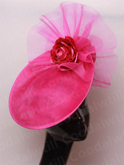 Fascinator Feminino Azul Marinho Chic Chapéu Elegante para Royal Ascot Millinery Noiva Casamento Coquetel Acessórios de Cabelo Véus e Acessórios para Cabeça