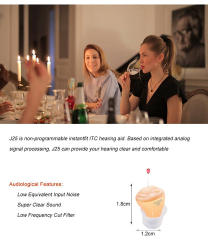 Aparelhos Auditivos Audífonos J25 Aparelho Auditivo Portátil SuperMINI para Ouvido Interno, Amplificador de Som Invisível para Idosos/Deficientes Auditivos, Drop Shipping