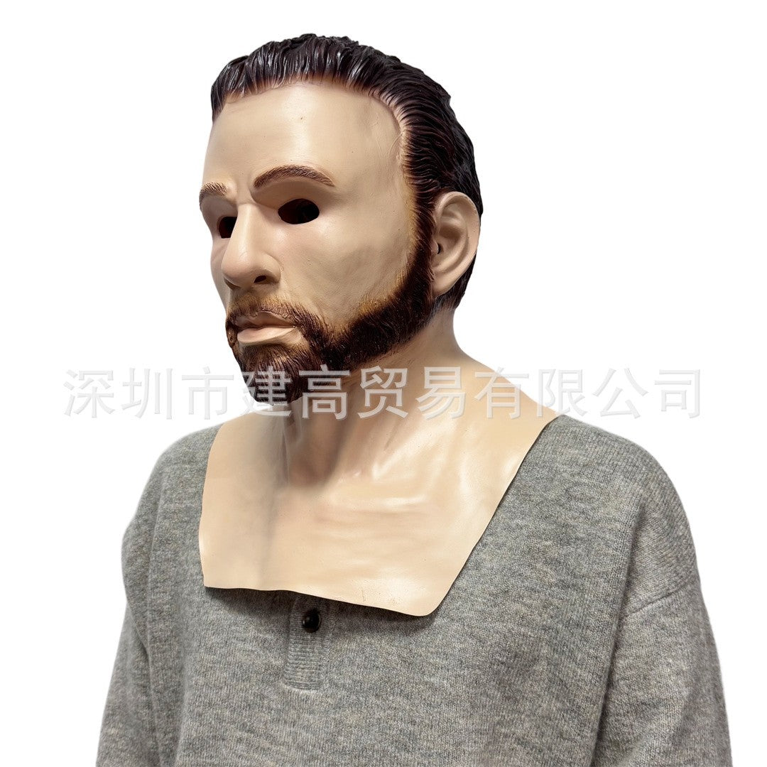 Old Man Mask Full Head Realistic Grandpa Face Wig Scary Elderly Costume For Halloween Party Centerpiece Home Display For Adults
