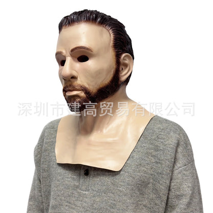 Old Man Mask Full Head Realistic Grandpa Face Wig Scary Elderly Costume For Halloween Party Centerpiece Home Display For Adults