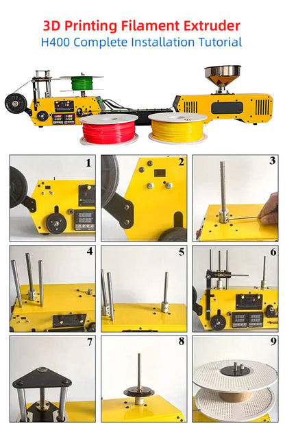 HT400 Desktop Extruder 3D Printing Filament Maker For 3D Filament Automatic Wire Diameter 1.75mm 3mm for PLA PETG PA ABS PC PP
