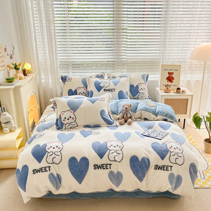 Capa de Edredom de Veludo Leite com Estampa de Panda Fofo para Decoração de Quarto de Meninos e Meninas, Roupa de Cama de Desenho Animado de Animais, Capa de Edredom Macia e Quente para Outono e Inverno