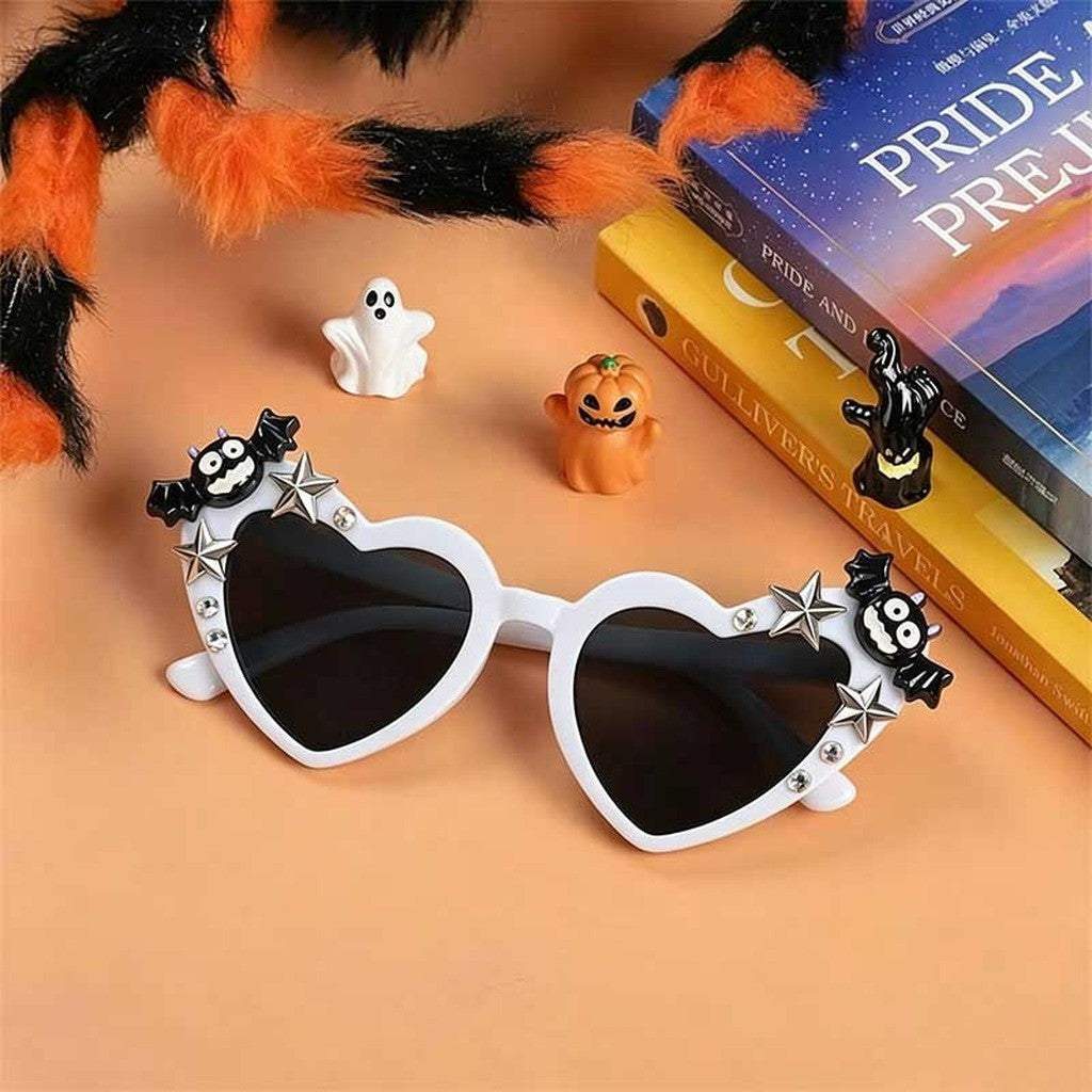Unisex Sunglasses Dark Lens Halloween Sunglasses Holiday Decorative Sunglasses White Framed Decorative Glasses For Face Shapes