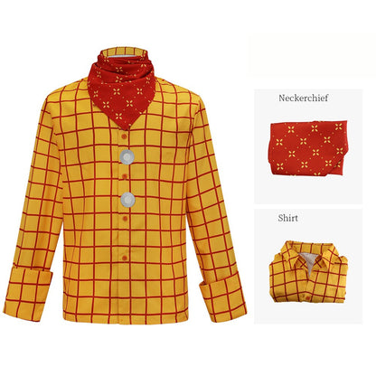 Movie Story Woody Cosplay Costume Story Halloween Woody Tracy cosplay Shirt Vest Bandana Sheriff role-playing costume
