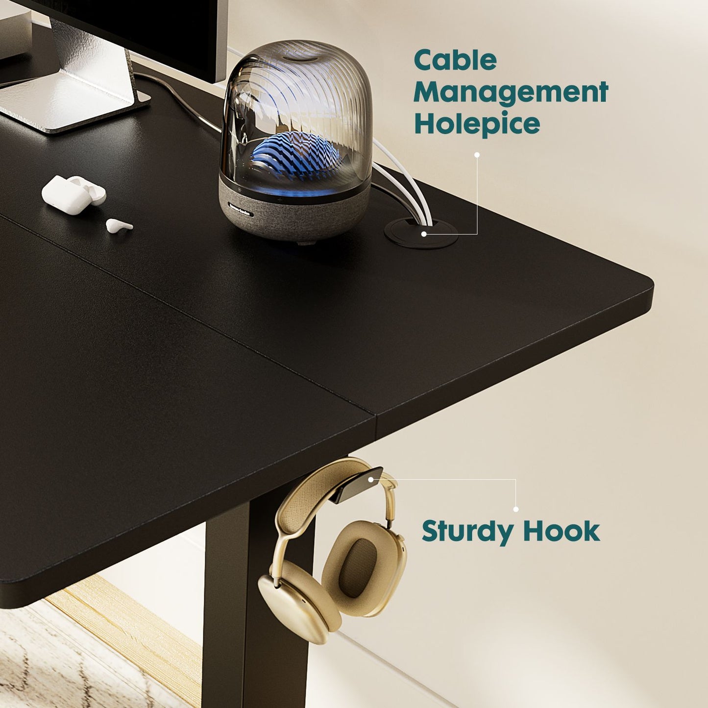 Mesa de Escritório Elétrica Ajustável em Altura JHK, Estação de Trabalho Ergonômica com Estrutura de Metal para Casa e Escritório