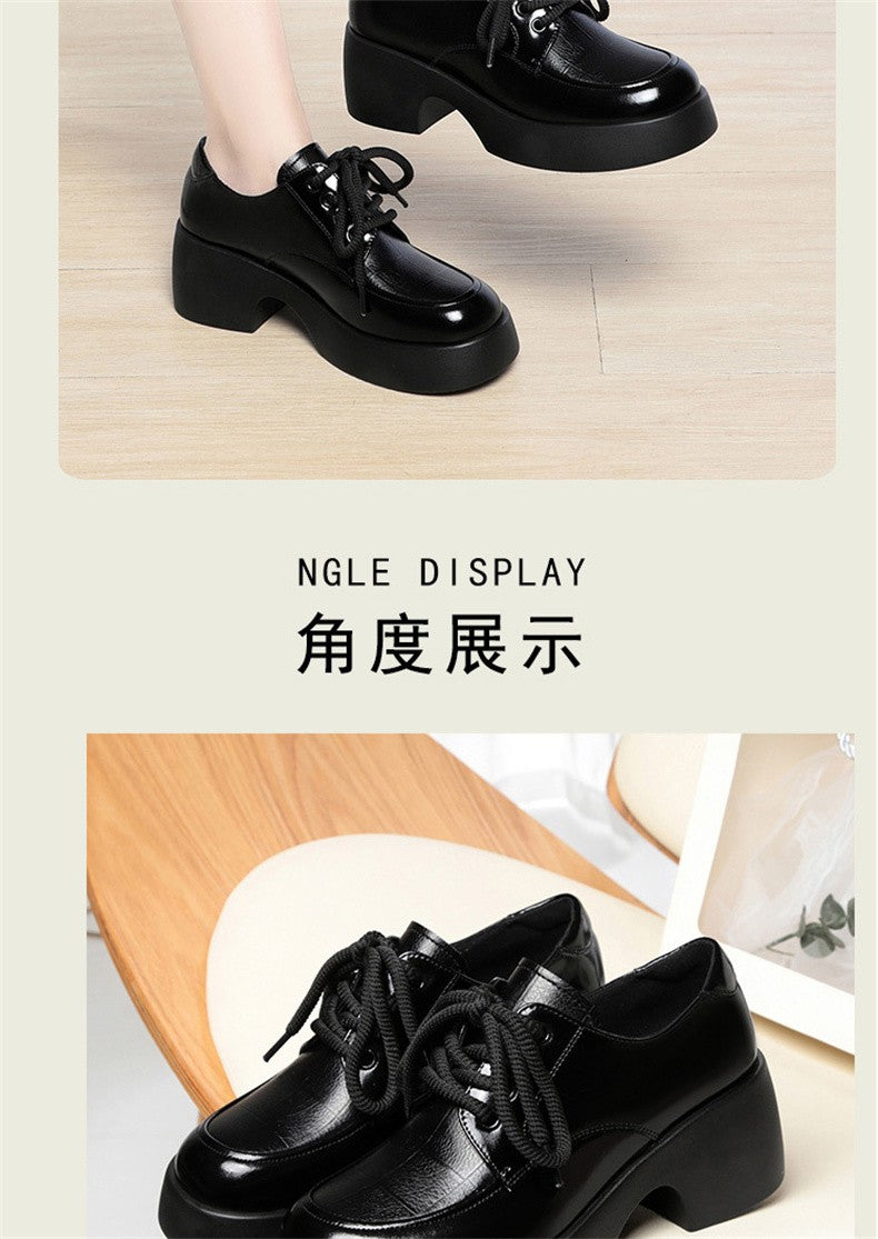 Soft Leather Uniform Shoes Female British Girl Japanese Wild Black Retro Mary Jane Shoes Lolita Platform Shoes Low Anti-slip