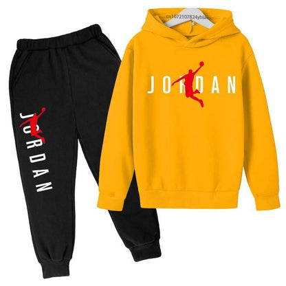 Children Spring  Autumn Hoodie Pants Two Piece Suit Boys And Girls Outdoor Sports Set Kid Casual Pullover basketball Coat