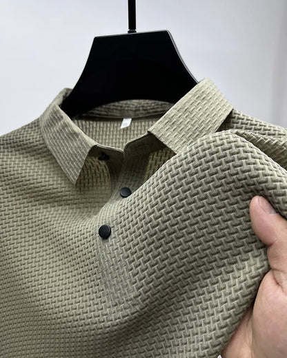Waffle Ice Silk Short Sleeved Men's Polo Shirtsweat Absorbing Casual Shirtcool and Breathable New Style High-quality Busin