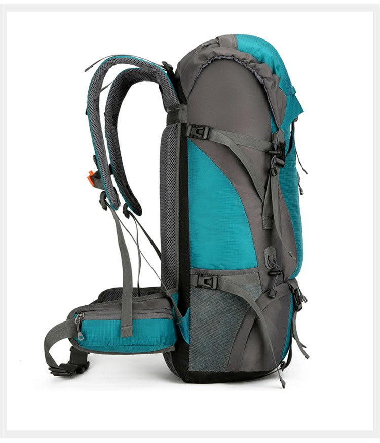 Mochila de acampamento em nylon 70L, bolsa de viagem com capa de chuva, mochila para caminhada ao ar livre, mochila de montanhismo, bolsas de ombro masculinas, bagagem