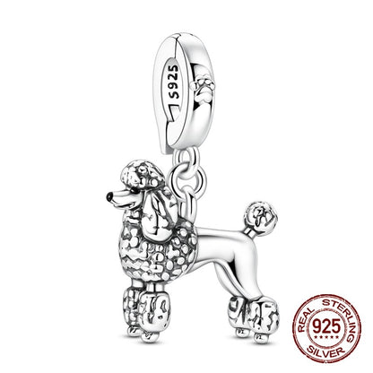 925 Sterling Silver Dog Charms French Bulldog Poodle German Shepherd Beagle Dachshund Pendants Fit Bracelets DIYJewelry Gift