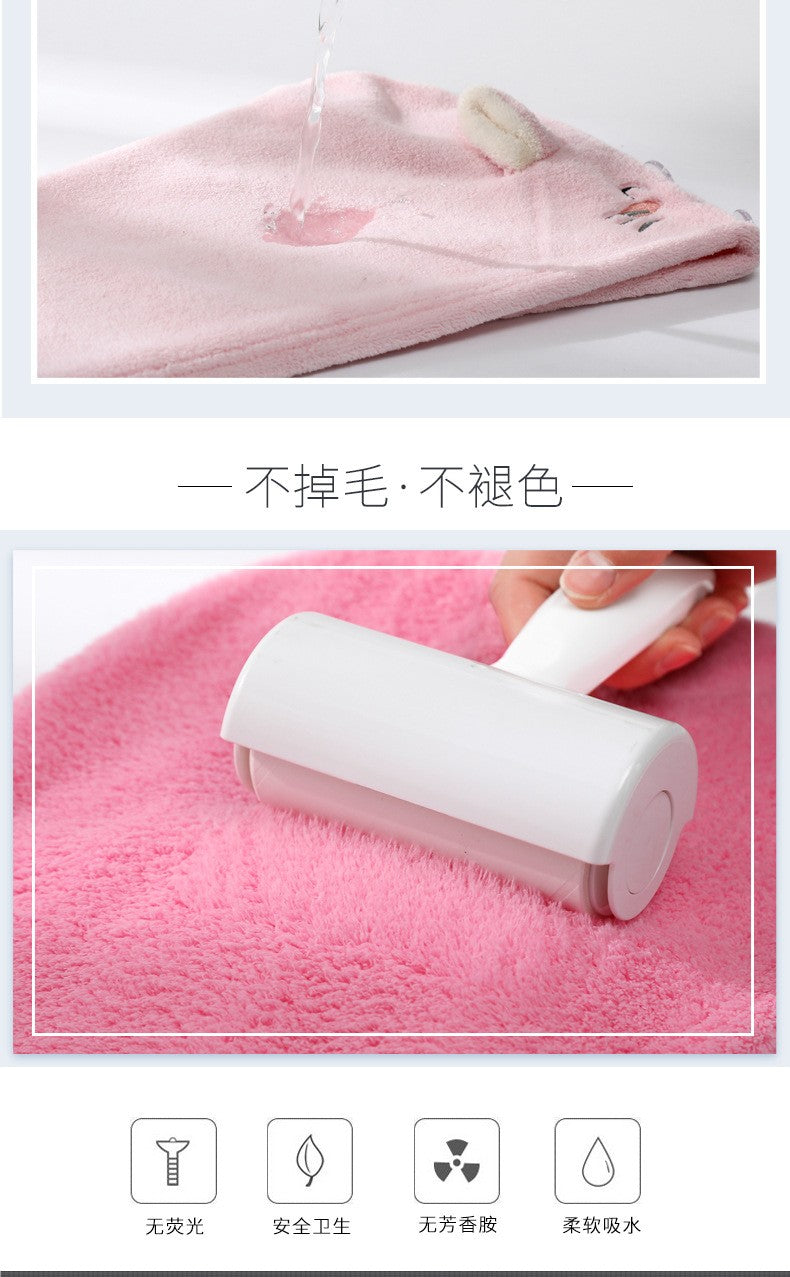 Cute Cat Hair Cap Microfiber Hair Towel Long Hair Quick Dry Hat Bath Towel Strong Water Absorbent Women Wrap Wiping Hair Towel