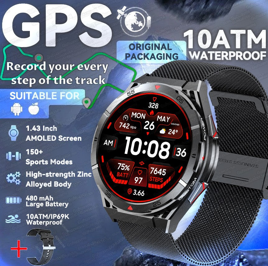 2025 AGPS New Men Smart Watch DIgital Military Sport Electronic Bluetooth 10 ATM Waterproof Diving Original Bracelet