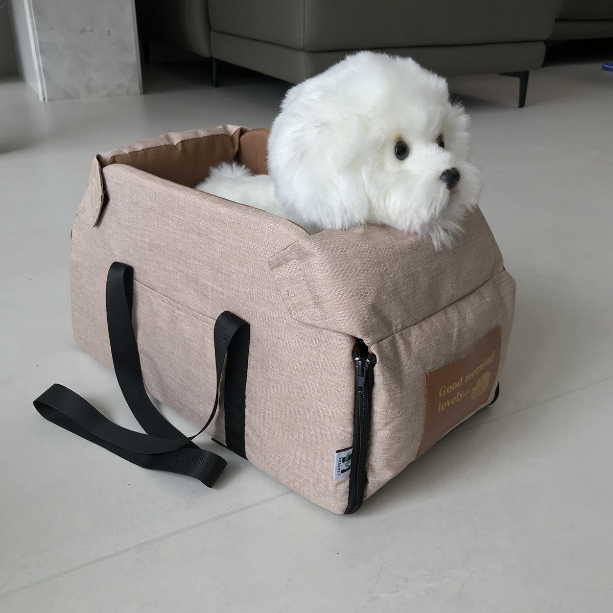 Assento de Carro para Cães Pequenos Assento para Console Central Assento Elevado para Carro Cesta de Transporte para Cães Portátil para Gatos Bolsa de Viagem de Segurança