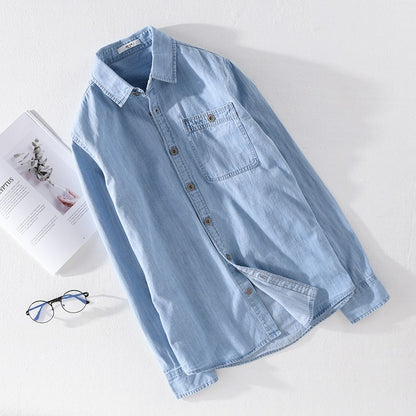 Denim shirt men's thin spring long sleeved inch clothes men's casual men's outerwear