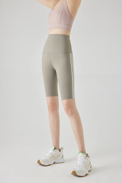 Five-point Summer Versatile Pants Side Stripe Sports Shark Pants Women's Outerwear Long Pants High Waist Seamless Barbi