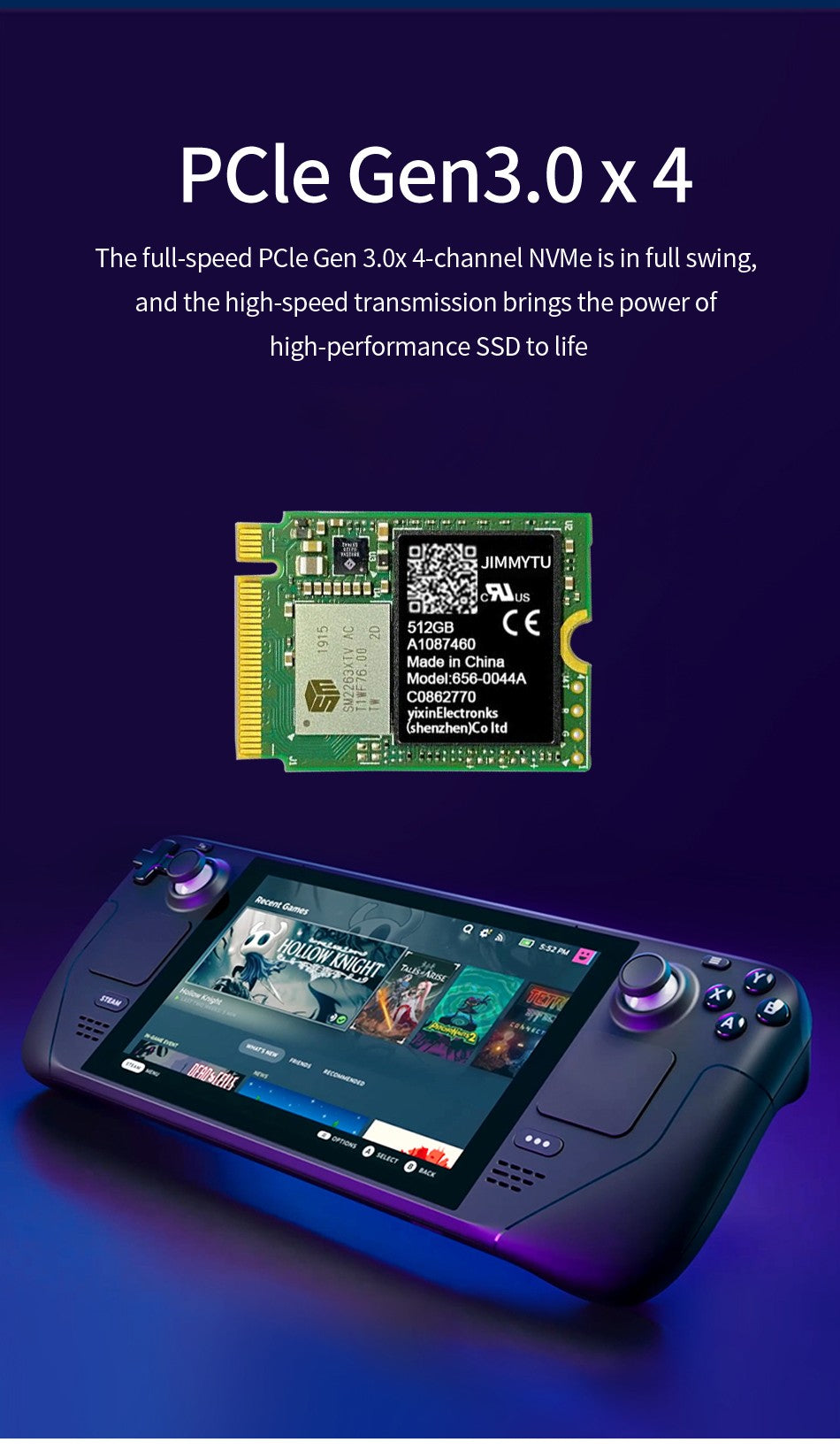 SSD Nvme M2 2230 1T 512gb 256gb Compatível com Steam Deck/Surface Pro Atualização e Expansão, Alto Desempenho e Eficiência