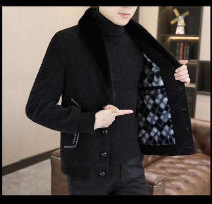 2024 Winter Woolen Jacket for Men Thick and Plush Warm Lapel Trench Coat Casual Business Wool Blends Social Streetwear Overcoat