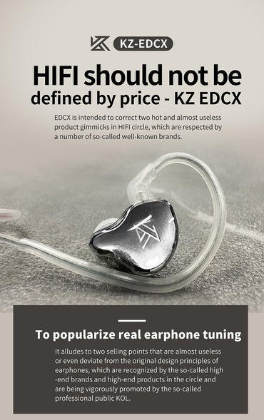 KZ EDC  EDCX Wired Headset Hanging In Ear Earbuds Headphones With Microphone Game Sport Monitor Noice Cancelling Earphones