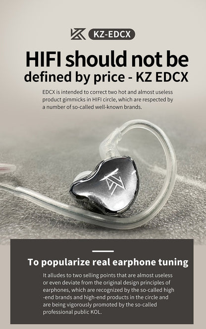 KZ EDC  EDCX Wired Headset Hanging In Ear Earbuds Headphones With Microphone Game Sport Monitor Noice Cancelling Earphones