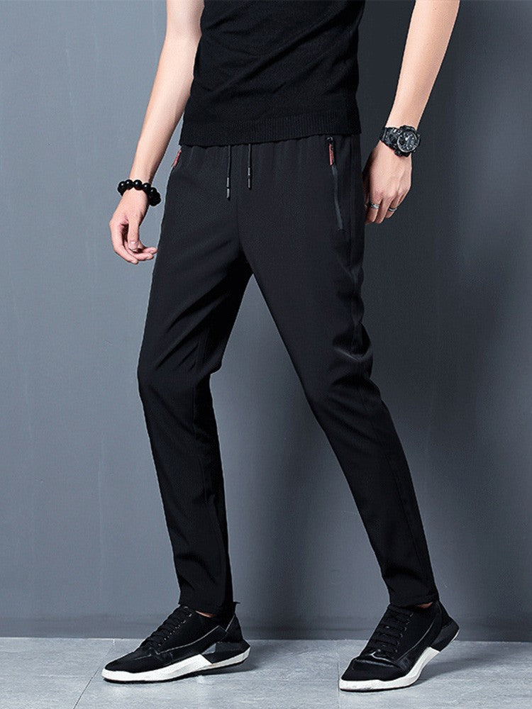 2024 Summer men's casual pants slim fit thin Korean version ice silk pants Jinlun sports pants straight tube quick drying pants