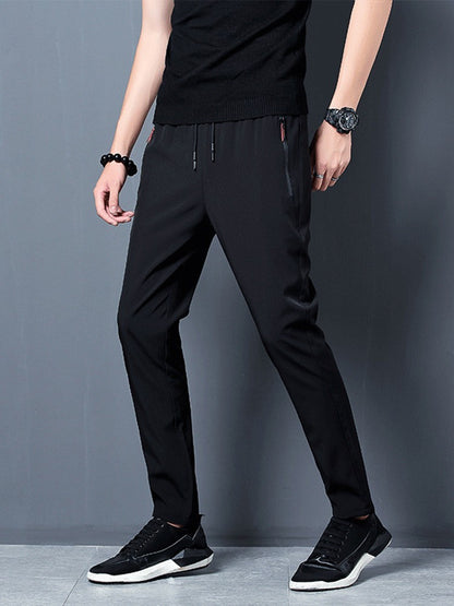 2024 Summer men's casual pants slim fit thin Korean version ice silk pants Jinlun sports pants straight tube quick drying pants