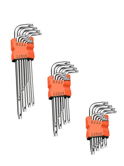 Conjunto de 9 Chaves Torx Estrela Kits Chaves Allen Hexagonais Chaveiros de Cabeça Hexagonal com Ponta Dupla Tipo L Chave de Fenda Estrela Ferramentas Manuais de Reparo