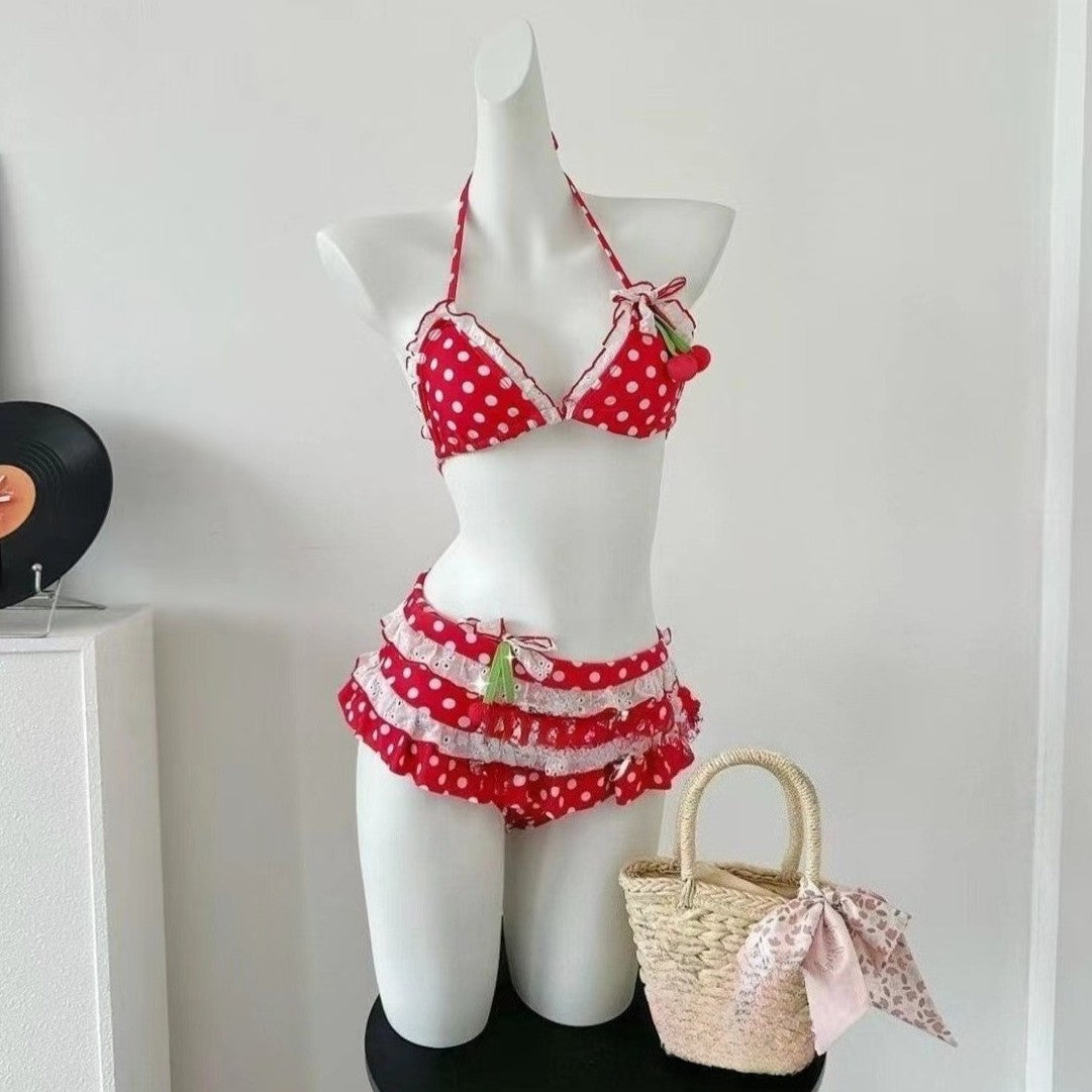 Swimsuits Vintage 2000s Crop Top Y2k Women Clothing Kawaii Swimwear Bow Bandage Sexy Summer Bikini Sets Harajuku Camisole Girl