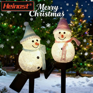 Solar-Powered Christmas Snowman Lights Warm White LED Cute Outdoor Garden Decor Perfect for Christmas Decorations Yard