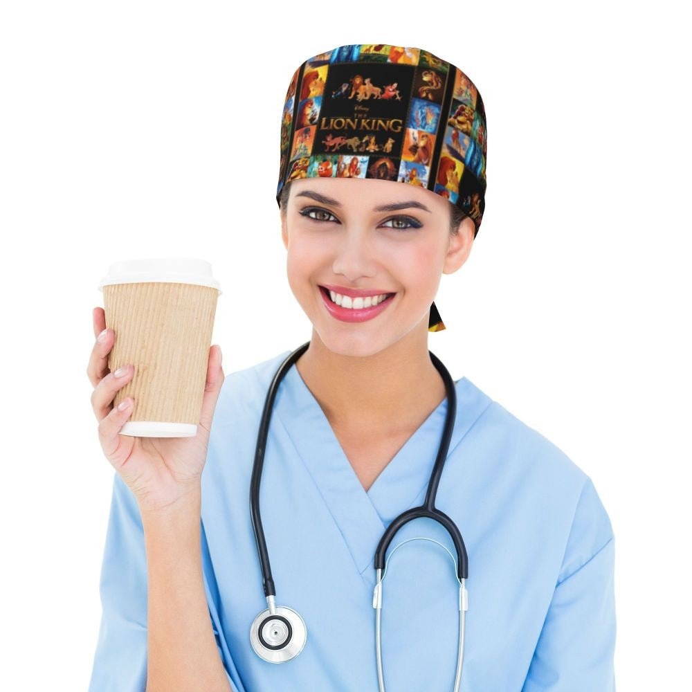 Boné cirúrgico personalizado O Rei Leão, divertido, para homens e mulheres, chapéu de esfoliação, gorro de enfermeira para dentista