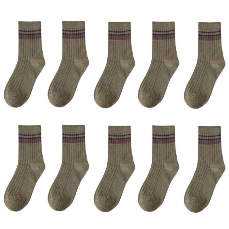 10 Pair Men's Striped Socks Spring Fashion Casual Socks High Quality Harajuku Retro Socks Man