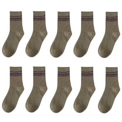 10 Pair Men's Striped Socks Spring Fashion Casual Socks High Quality Harajuku Retro Socks Man