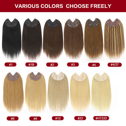 Extensões De Cabelo Humano Com Presilha Em V Para Mulheres Com Topo Invisível Castanho Loiro Destaque Para Mulheres Cabelo Liso Brasileiro Remy 16 Polegadas