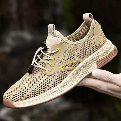Sapatos Masculinos Casuais de Couro Genuíno para Exteriores Marca de Sapatos Masculinos para Escalada Caminhada Viagem Sapatilhas Respiráveis Masculinas Calçados de Verão