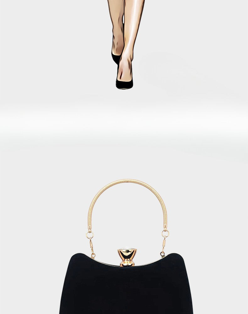 Luxury Black Satin Evening Clutch Bag High-Quality Flannel Small Handbag Elegant Dinner Party Crossbody Wallet for Women