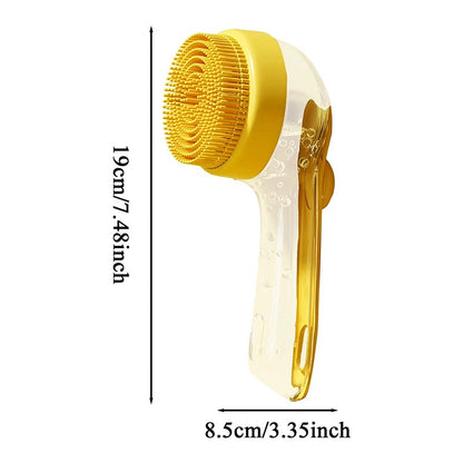 Pet Bathing Brush Long Handle Soft Silicone Shower Clean Tools Grooming Scrubber with Shampoo Dispenser Bath Brush for Dog & Cat