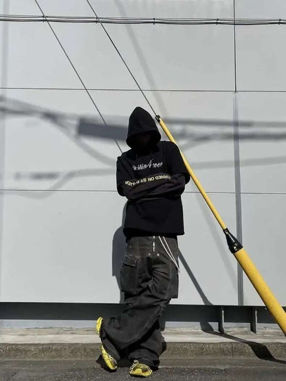 PFNW High Street Drawstring Zipper Sliced Wide Leg Cargo Pants Msn's Casual Loose Straight Trousers Loose Denim Pants 28W5963